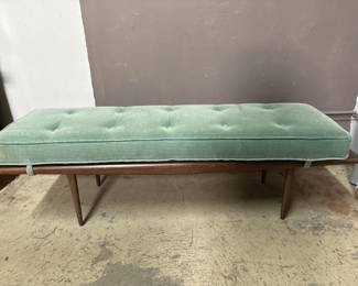 Mid Century Turquoise Cushioned Bench