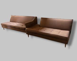 Vintage Brown MidCentury 2 Piece Sofa Sectional