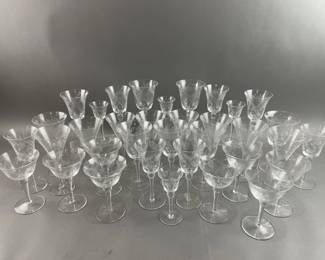 35 Pieces Decorative Etched Glasses