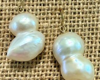 Sterling & Baroque Pearl Earrings