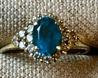 14K Gold & Aqua Stone Ring