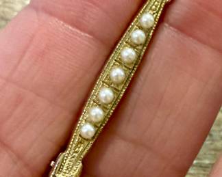 14K & Pearl Bar Pin