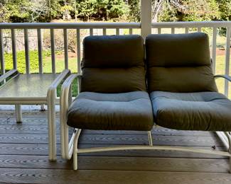 Vintage Patio Loveseat Rocker & Side Table