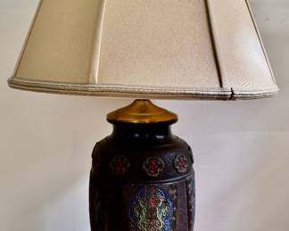 Vintage Japanese Takanabe Pottery Vase Lamp 