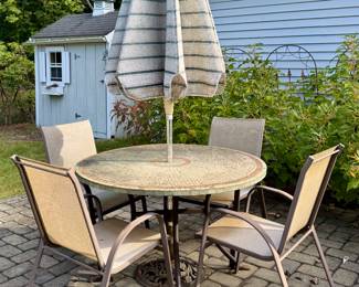 Mosaic Top Table & 4 Armchairs