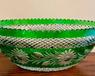 Bohemian Czech Emerald Cut to Clear Bowl