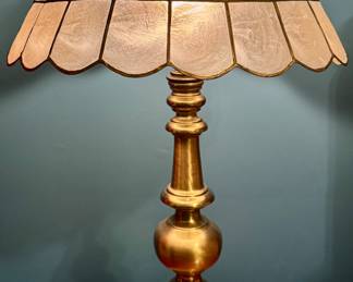 (2) Mid Century Brass Lamps with Capiz Shell Shades
