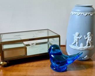 Blue Bird of Paradise, Trinket Box & Decorative Vase