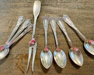 Sterling Spoons & Serving Fork - Fork is Hans Hanson "Susanne"