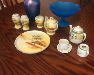 Antique Collectible Glass Decor and Antique Mini Tea Sets