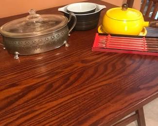 Vintage PYREX and Vintage Fondue Set