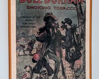 Vintage bull Durham tobacco framed poster.