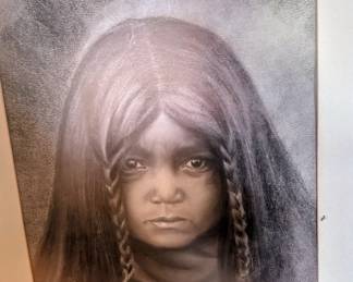Vintage chalk drawings native American signed D. Krunn?
