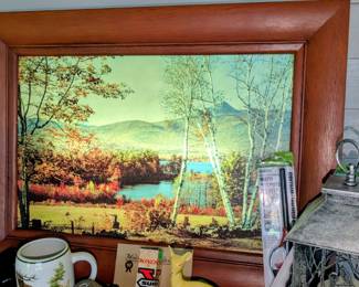 Vintage helmscene lighted scenic picture.