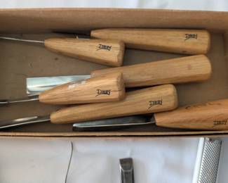 Set of 'Denny' wood carving tools.