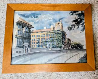 Vintage framed print of the Palmer School of chiropractic. Artist Paul Norton.