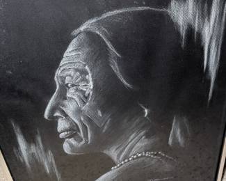 Native American chalk drawing signed D. Krunn?