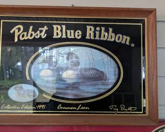Vintage 1991 Pabst Blue ribbon beer common loon mirror.