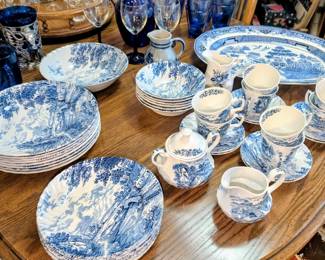 Blue Brook set- Staffordshire iron Stone dishes.