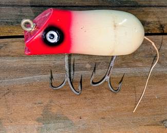 Vintage wooden fish lures.