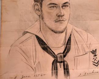Drawing of sailor in Japan. 1954.