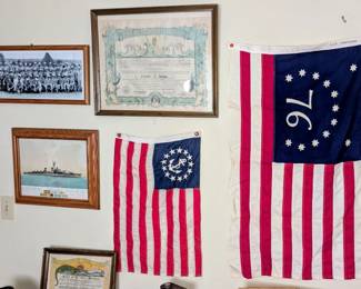 Vintage nylon us yacht flag 13 stars and bars 16x24.