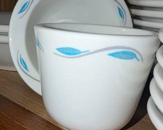 MCM Homer Laughlin restaurant ware 'best china'. 45 pieces in Turquoise & silver!