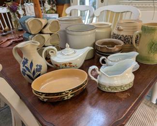 Ceramic and stoneware:
Crocks
Gravy bowls
Teapot 
Mugs
Pitchers 
