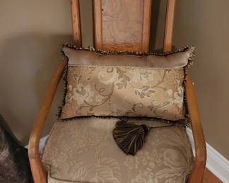 One of the six dining room chairs