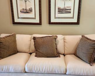 Rattan wood and fabric comfy couch