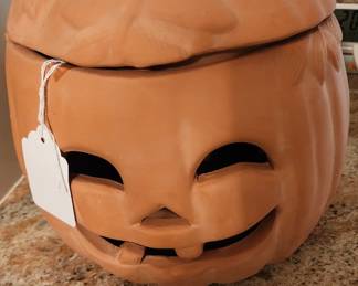 Large terra cotta jack o lantern