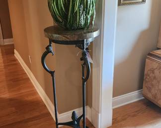 Marble and iron fern stand