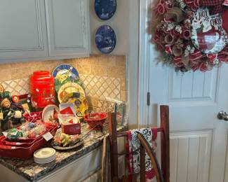 Vintage sled, ladder, Christmas