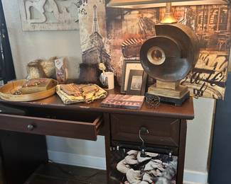 Small desk, lamps, miscellaneous mini lampshades, Paris Canvas