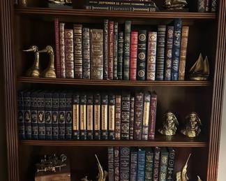 Many many gold gilded leather bond books 
