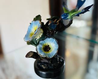 Painted enamel bird sculpture 