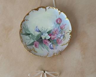 Hand Painted Porcelain Plate with Sweet Peas
