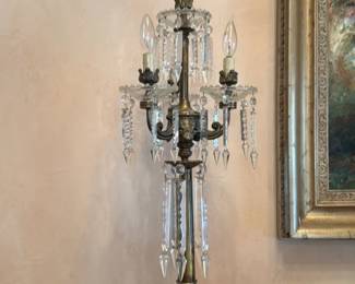 Crystal and Brass Table Lamp 