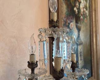 Crystal and Brass Table Lamp 