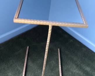 Hammered Metal and Mirrored Accent Table 