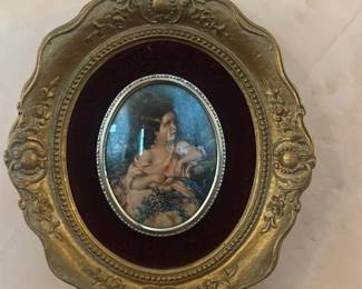 Antique Miniature Portraits in Ornate Frames 