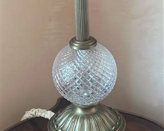 Crystal and Brass Table Lamp with Fabric Shade 