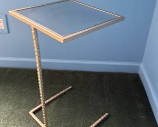 Hammered Metal and Mirrored Accent Table 