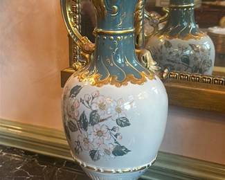 Victorian Style Porcelain Vase with Gilt Accents