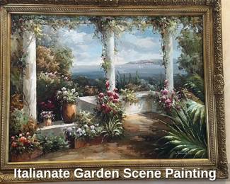 Italianate Garden Scene Painting 