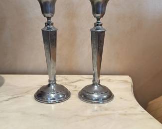 Pair of Art Deco Silver Candlesticks 