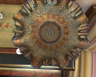 Imperial Glass Carnival Glass "Peacock Tail" Bowl 