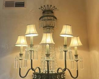 Crystal Chandelier with Fabric Shades 