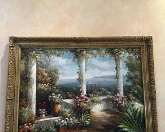 Italianate Garden Scene Painting 