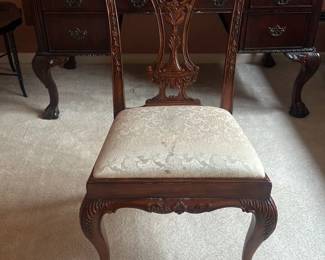 Antique Rococo Style Carved Mahogany Vanity Bench 